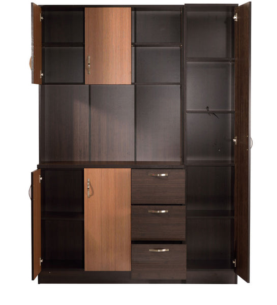 Five door kitchen cabinet with three drawers in wenge